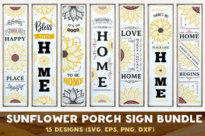 Sunflower Farmhouse Porch Sign SVG Bundle, 15 Vertical Signs SVG futivesvg 