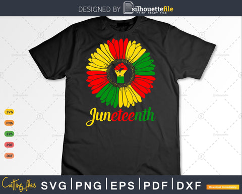 Sunflower Fist Juneteenth Black History African American SVG Silhouette File 