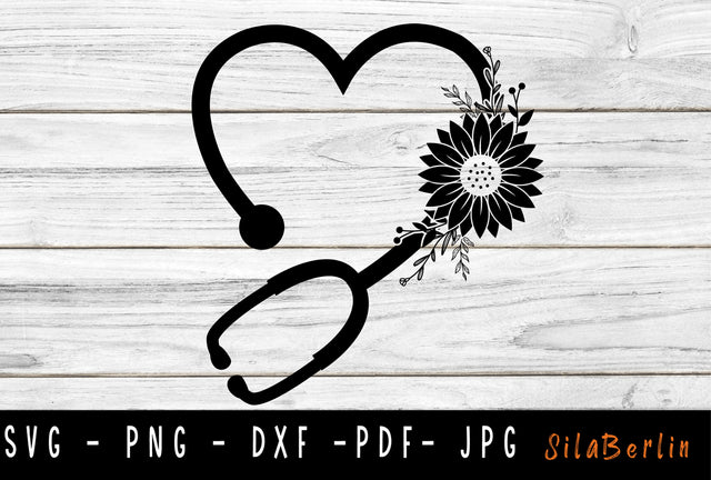 Sunflower Floral stethoscope svg, flower stethoscope, nurse stethoscope, doctor stethoscope, medical SVG SVG SilaBerlin 