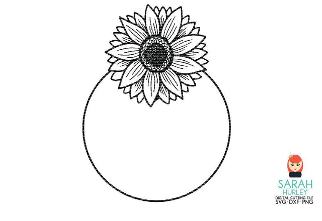 Sunflower Frame Circle SVG Sarah Hurley 