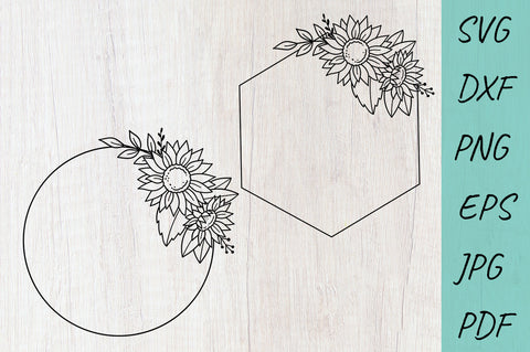 Sunflower Frame SVG, Monogram frame SVG, Wreath SVG Irina Ostapenko 