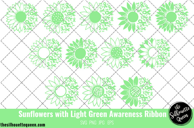 Sunflower Gallbladder/Bile duct cancer Light Green Ribbon SVG,Gallbladder Cancer Awareness Svg, Cricut files, Svg cut file to use Cricut SVG Loveleen Kaur 