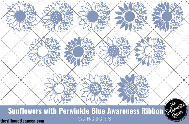 Sunflower Gastric Stomach Cancer Periwinkle Blue Ribbon SVG,Gastric Cancer Awareness Svg, Cricut files, Svg cut file to use Cricut SVG Loveleen Kaur 