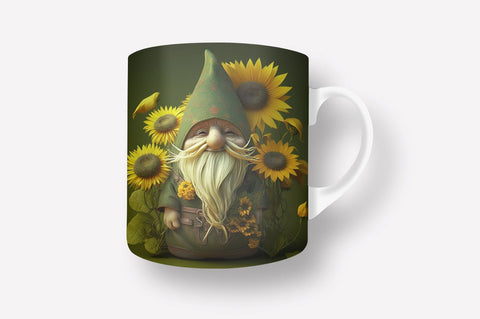 Sunflower Gnome 11, 12 & 15 Oz Mug Sublimation Sublimation Regulrcrative 
