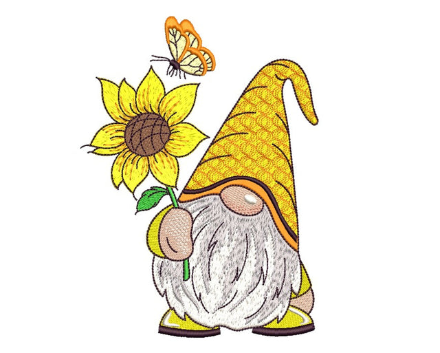Sunflower Gnome Embroidery Design, 3 sizes Embroidery/Applique DESIGNS Nino Nadaraia 