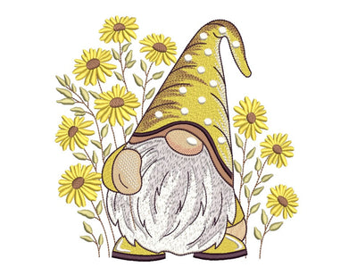Sunflower Gnome Embroidery Design, 3 sizes Embroidery/Applique DESIGNS Nino Nadaraia 