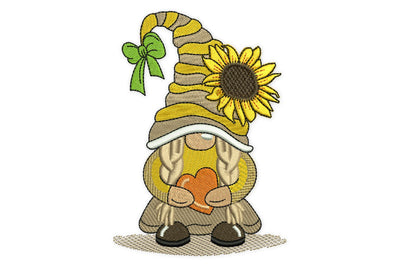 Sunflower Gnome Embroidery Designs, Summer Embroidery Design, Flower Girl Woman Gnome Machine Embroidery File, Plant Embroidery Embroidery/Applique DESIGNS NextEmbroidery 