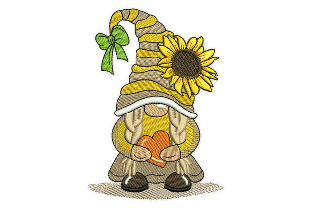 Sunflower Gnome Embroidery Designs, Summer Embroidery Design, Flower Girl Woman Gnome Machine Embroidery File, Plant Embroidery Embroidery/Applique DESIGNS NextEmbroidery 