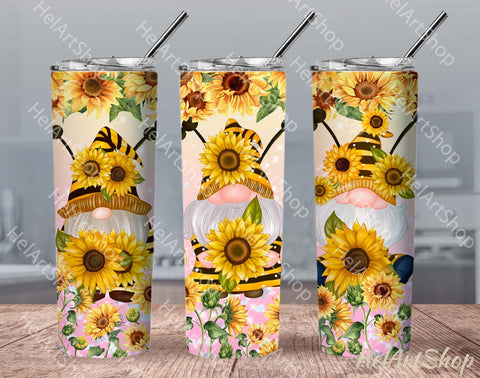 Sunflower Gnome Tumbler PNG, SKINNY TUMBLER Png Sublimation Sublimation _HelArtShop_ 