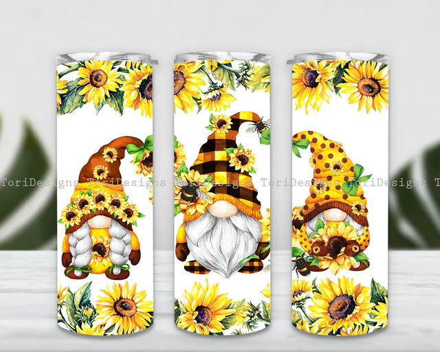 Sunflower Gnome Tumbler PNG, Sunflower Gnome Sublimation, 20 oz Skinny Tumbler, Sunflower Gnome Tumbler Wrap, Digital Download Sublimation ToriDesigns 