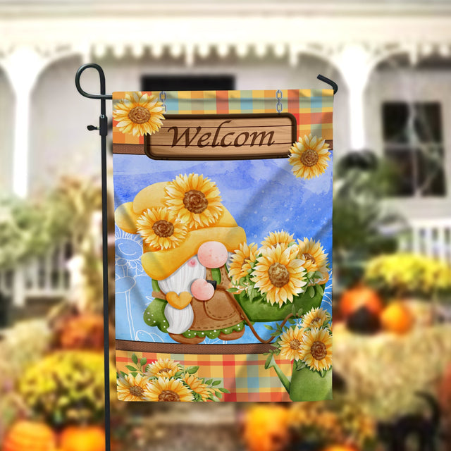 Sunflower Gnome Welcome Garden Flag - 12x18 Garden Flag Sublimation Design Download PNG File Instant Download Sublimation CaldwellArt 