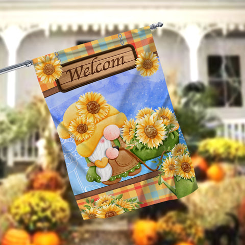 Sunflower Gnome Welcome Garden Flag - 12x18 Garden Flag Sublimation Design Download PNG File Instant Download Sublimation CaldwellArt 