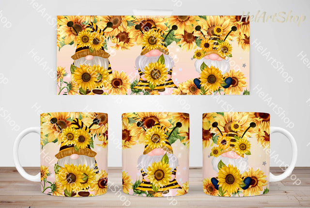 Sunflower Gnomes Mug Png, 11Oz Mug Sublimation Sublimation _HelArtShop_ 