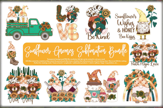 Sunflower Gnomes Sublimation Bundle Sublimation Jagonath Roy 