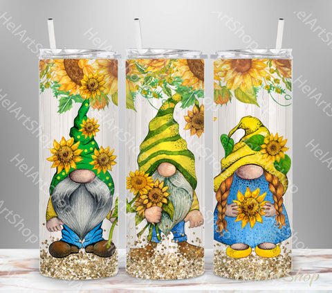 Sunflower Gnomes Tumbler PNG Sublimation, SKINNY TUMBLER Png Sublimation _HelArtShop_ 