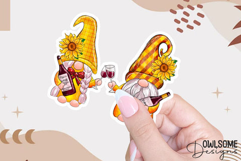 Sunflower Gnomes Wine Sublimation PNG Sublimation Owlsome.Designs 