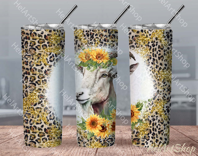 Sunflower Goat SKINNY TUMBLER Png, Sublimation Png Sublimation _HelArtShop_ 