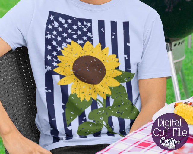 Sunflower - Grunge Sunflower - American Flag SVG Crafty Mama Studios 
