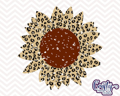 Sunflower - Grunge Sunflower - Leopard Print SVG Crafty Mama Studios 
