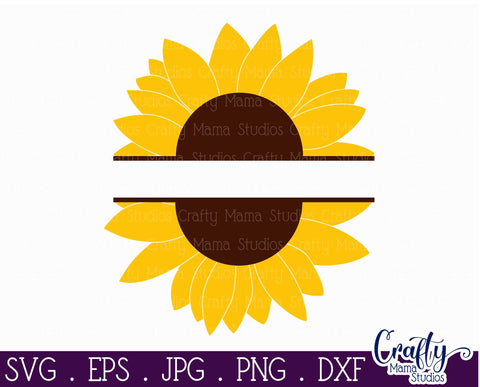 Sunflower - Half Sunflower - Split Sunflower SVG Crafty Mama Studios 
