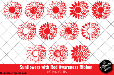 Sunflower HIV Aids Awareness Red Ribbon SVG,HIV Aids Awareness Svg, Cricut files, Svg cut file to use Cricut SVG Loveleen Kaur 
