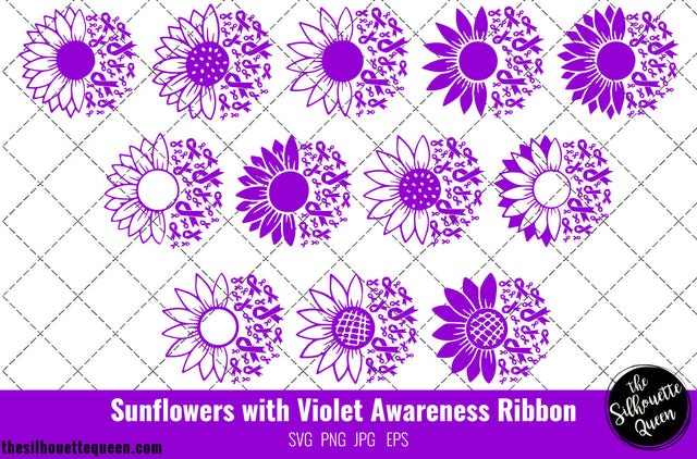 Sunflower Hodgkin Lymphoma Violet Ribbon SVG,Hodgkin Lymphoma Awareness Svg, Cricut files, Svg cut file to use Cricut SVG Loveleen Kaur 