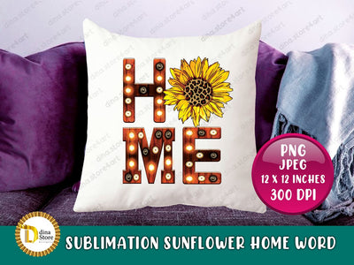 Sunflower & Home Word in Marquee Letter Sublimation Dina.store4art 
