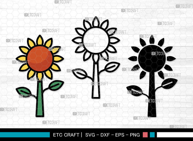 Sunflower Icons Color, Sunflower Svg, Summer Svg, Sunflowers, Sunflower Tumbler, Sunflower Bundle, Icon Bundle, Svg Cut File, Dxf, Eps, Png, SVG ETC Craft 