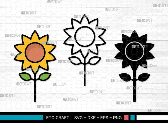 Sunflower Icons Color, Sunflower Svg, Summer Svg, Sunflowers, Sunflower Tumbler, Sunflower Bundle, Icon Bundle, Svg Cut File, Dxf, Eps, Png, SVG ETC Craft 