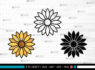 Sunflower Icons Color, Sunflower Svg, Summer Svg, Sunflowers, Sunflower Tumbler, Sunflower Bundle, Icon Bundle, Svg Cut File, Dxf, Eps, Png, SVG ETC Craft 
