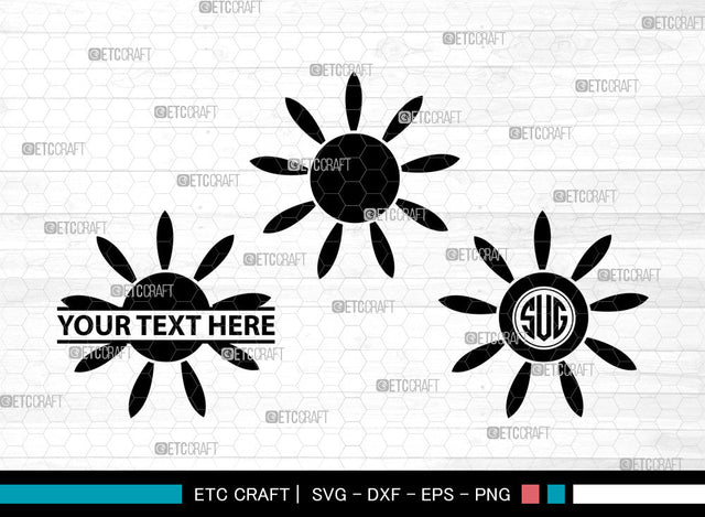 Sunflower Icons Monogram, Sunflower Svg, Summer Svg, Sunflowers, Sunflower Tumbler, Sunflower Monogram, Icon Monogram, Svg Cut File, Dxf, Eps, Png, SVG ETC Craft 