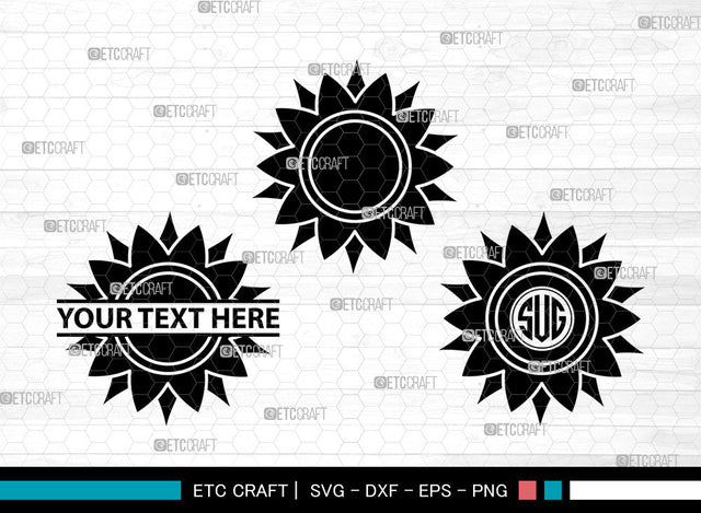 Sunflower Icons Monogram, Sunflower Svg, Summer Svg, Sunflowers, Sunflower Tumbler, Sunflower Monogram, Icon Monogram, Svg Cut File, Dxf, Eps, Png, SVG ETC Craft 