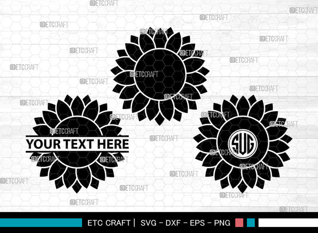 Sunflower Icons Monogram, Sunflower Svg, Summer Svg, Sunflowers, Sunflower Tumbler, Sunflower Monogram, Icon Monogram, Svg Cut File, Dxf, Eps, Png, SVG ETC Craft 