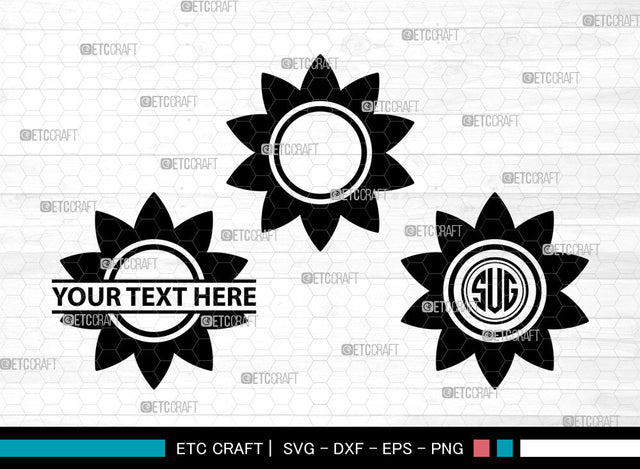 Sunflower Icons Monogram, Sunflower Svg, Summer Svg, Sunflowers, Sunflower Tumbler, Sunflower Monogram, Icon Monogram, Svg Cut File, Dxf, Eps, Png, SVG ETC Craft 