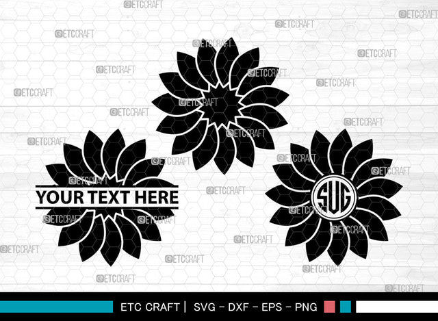 Sunflower Icons Monogram, Sunflower Svg, Summer Svg, Sunflowers, Sunflower Tumbler, Sunflower Monogram, Icon Monogram, Svg Cut File, Dxf, Eps, Png, SVG ETC Craft 