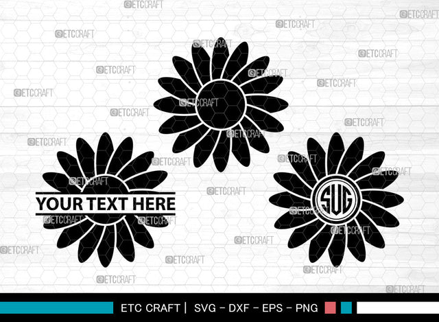 Sunflower Icons Monogram, Sunflower Svg, Summer Svg, Sunflowers, Sunflower Tumbler, Sunflower Monogram, Icon Monogram, Svg Cut File, Dxf, Eps, Png, SVG ETC Craft 