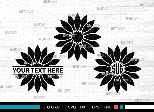 Sunflower Icons Monogram, Sunflower Svg, Summer Svg, Sunflowers, Sunflower Tumbler, Sunflower Monogram, Icon Monogram, Svg Cut File, Dxf, Eps, Png, SVG ETC Craft 