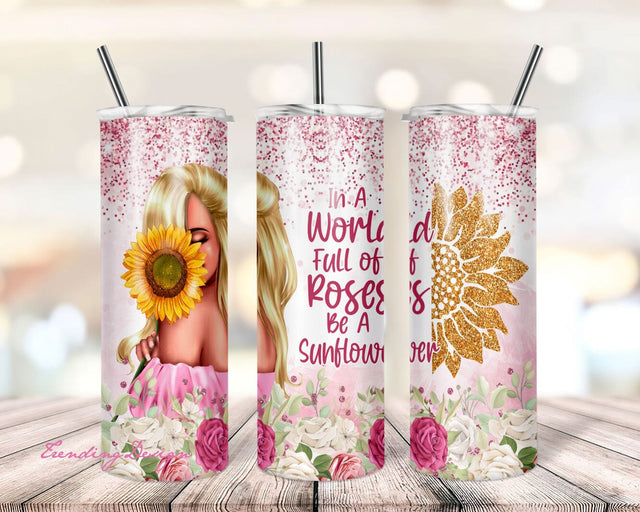 Sunflower Inspiration 20oz Skinny Tumbler Sublimation Designs Tumbler PNG File Digital Download, Sublimation Design, Affirmation Tumbler Sublimation TrendingDesign 