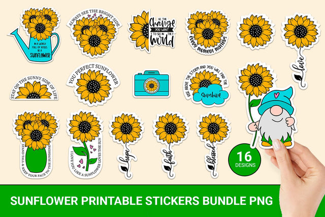 Sunflower inspirational sticker bundle Sublimation KMarinaDesign 