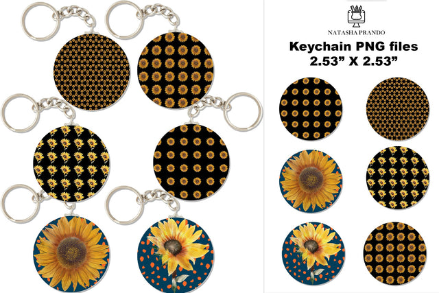 Sunflower Keychain PNG Sublimation Natasha Prando 