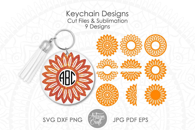 Sunflower keychain SVG SVG Artisan Craft SVG 