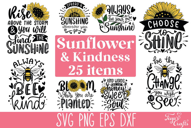 Sunflower & Kindness SVG Bundle SVG Feya's Fonts and Crafts 