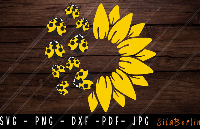 Sunflower Ladybug svg, Flower SVG, Sunflower SVG, Floral SVG SVG SilaBerlin 