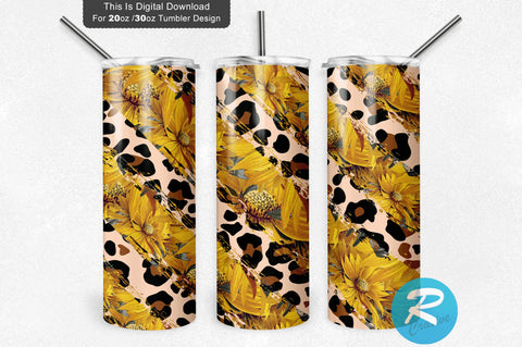 Sunflower Leopad 20 oz / 30 oz Tumbler PNG Sublimation Regulrcrative 