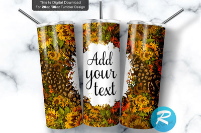Sunflower Leopad 20 oz / 30 oz Tumbler PNG Sublimation Regulrcrative 