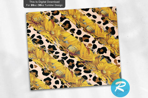 Sunflower Leopad 20 oz / 30 oz Tumbler PNG Sublimation Regulrcrative 
