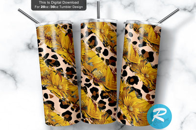 Sunflower Leopad 20 oz / 30 oz Tumbler PNG Sublimation Regulrcrative 