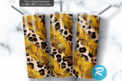 Sunflower Leopad 20 oz / 30 oz Tumbler PNG Sublimation Regulrcrative 