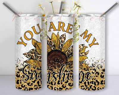 Sunflower Leopard 20oz Tumbler Png, You are My Sunshine Tumbler Design, Sunshine Sublimation Design, Leopard Gold Glitter Tumbler Wrap, Digital Download Sublimation PixelChick 