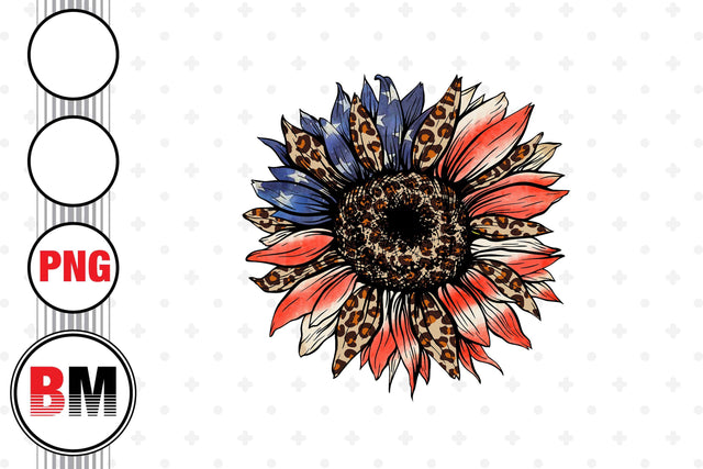 Sunflower Leopard American Flag PNG Files Sublimation BMDesign 